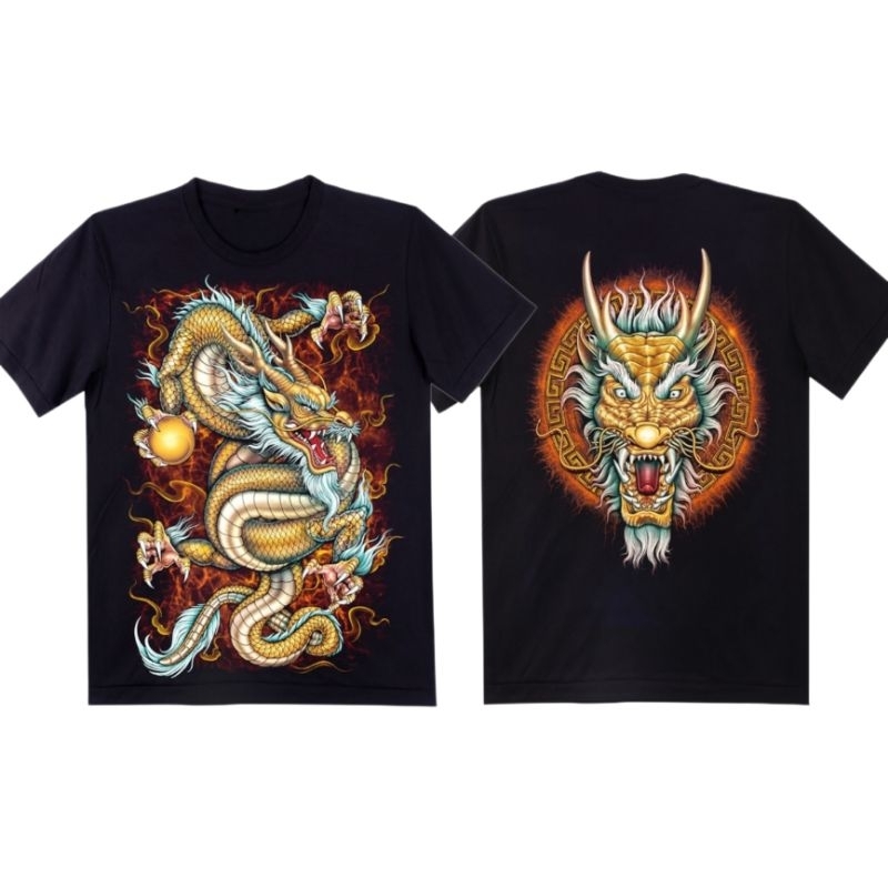 Kaos distro pria dewasa motif NAGA SHINRYU full sablon