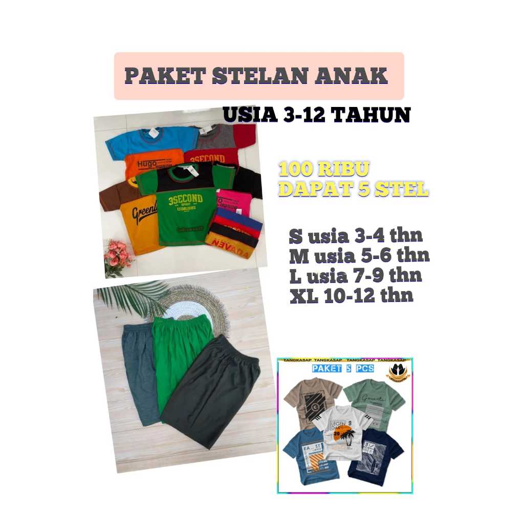 PROMO Paket Baju Anak 100 Ribu Dapat 5 Setel / Bahan Nyaman Dan Adem
