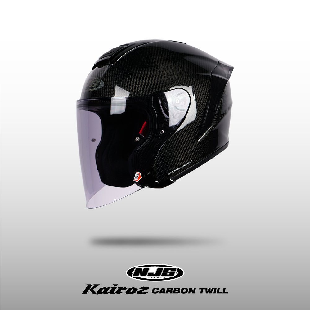 NJS KAIROZ CARBON TWILL - Helm Half Face (FREE PINLOCK) - Helm Half Face | NJS Carbon | Kairoz Carbo