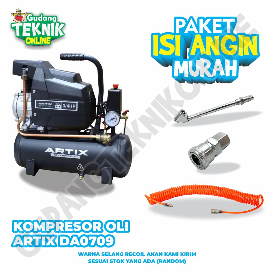 Mesin Kompresor Angin Listrik 9 Liter 0.75 HP DA0709 ARTIX / Electric Mini Air Compressor Portable 3
