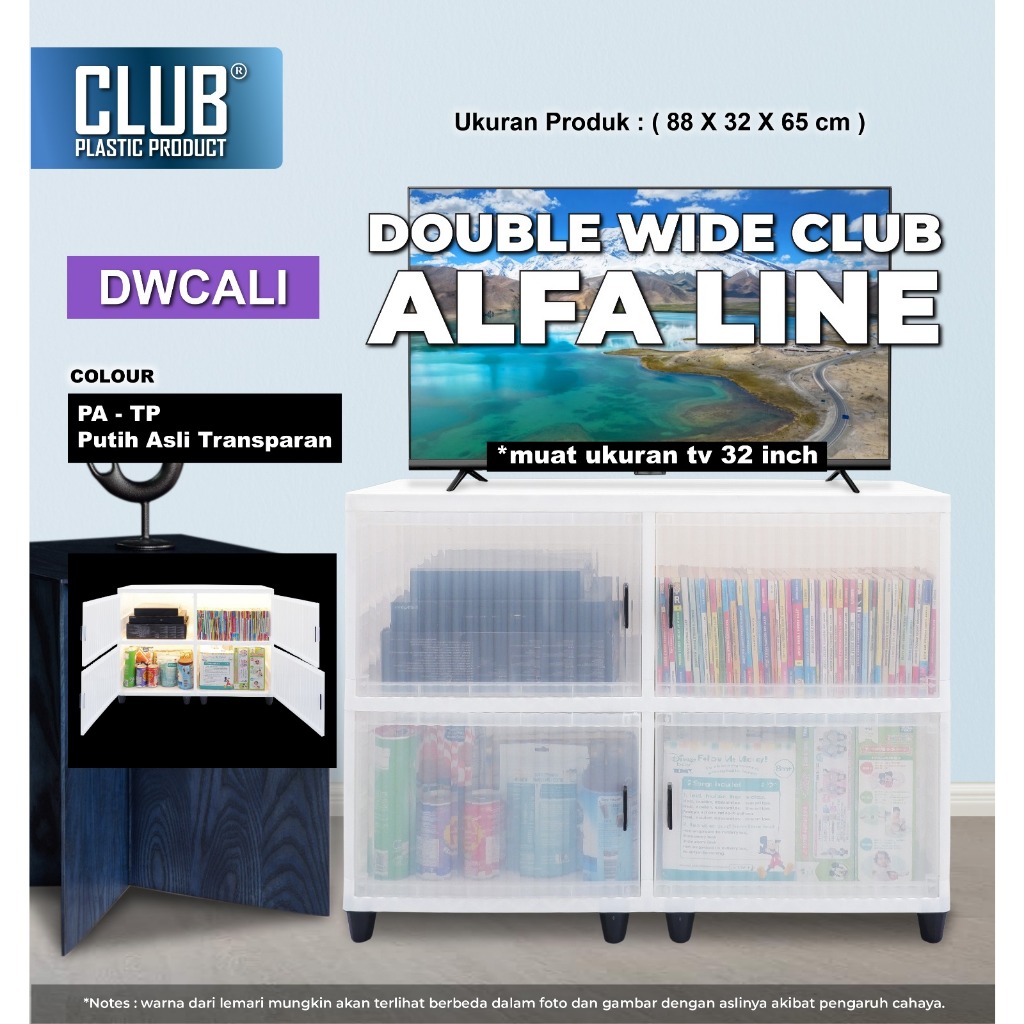 Double Wide Club Alfa Line Susun 2 - Lemari Serbaguna - Club Plastik Furniture - Rak TV Plastik - Le