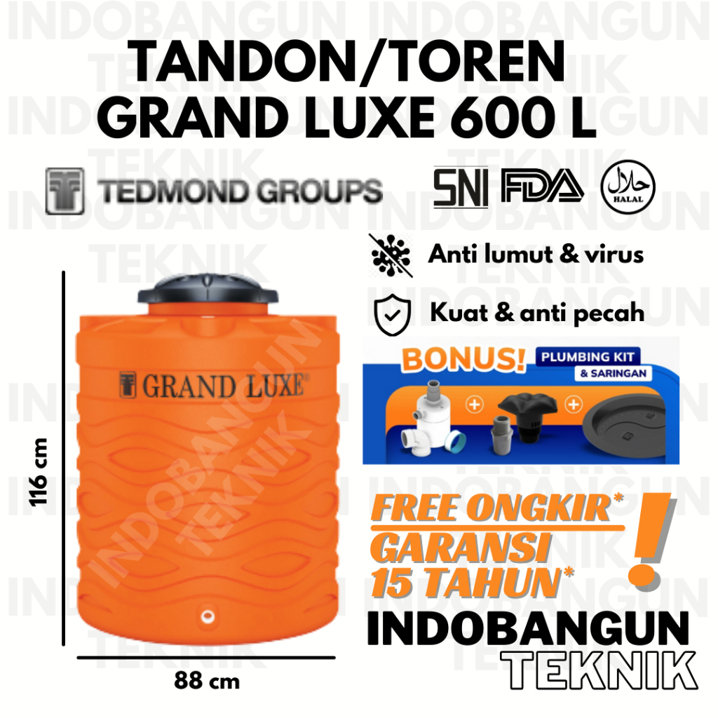 Tandon Toren Tangki Air Tedmond Grand Luxe 600 500 Liter Harga Murah Anti Lumut Garansi 15 Tahun