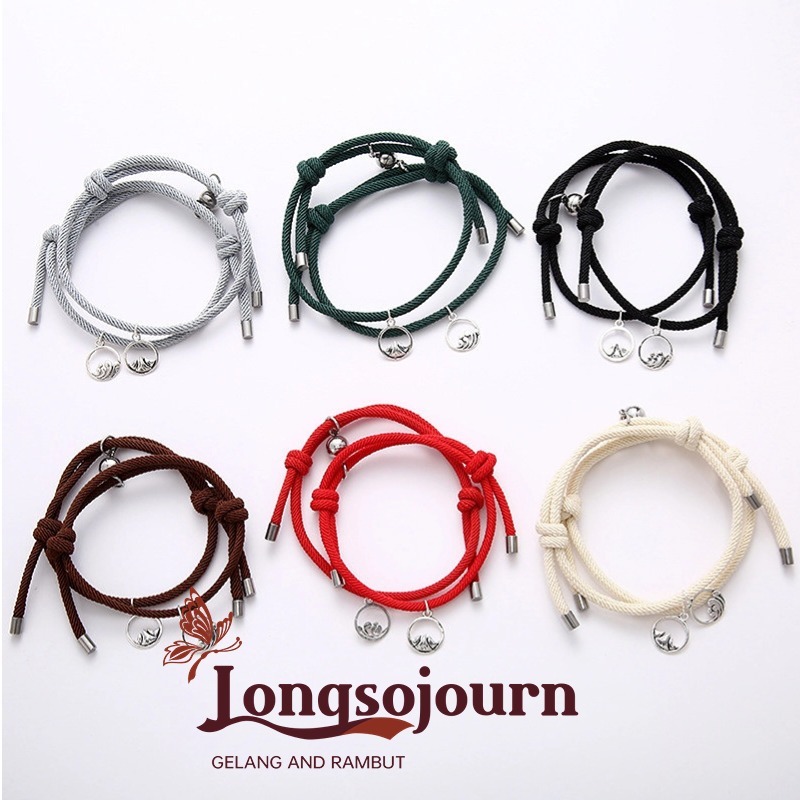 COD 2 Pcs Gelang Pasangan Lonceng Magnet Gelang Tali Couple Magnet Persahabatan Aksesoris Fashion Si