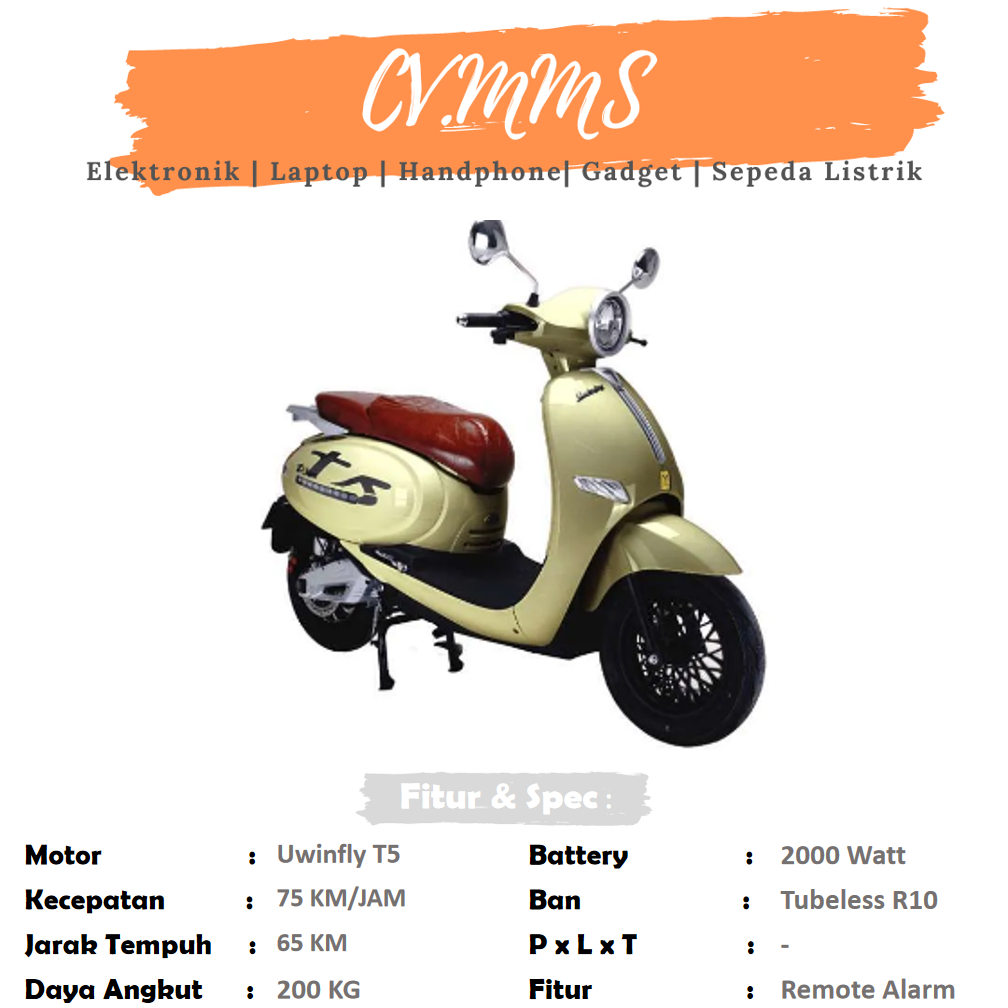 Uwinfly T5 Accu 72/20 Motor 2000Watt Sepeda Motor Listrik