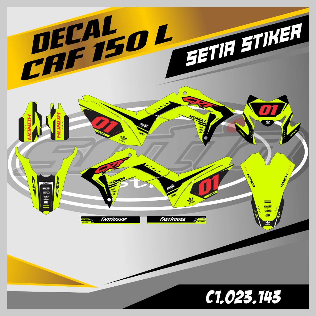 DECAL CRF 150 L, WARNA HIJAU STABILO, ELEGEN, KEREN, SIMPLE, STIKER SUPERMOTO TRAIL, DESAIN BEBAS CU