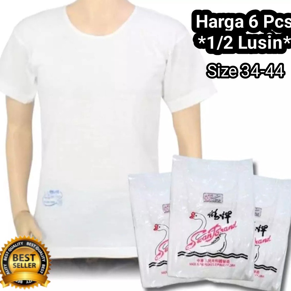 ART U25J Grosir 12 Lusin Kaos Oblong Pria Swan Brand Harga untuk 6Pcs
