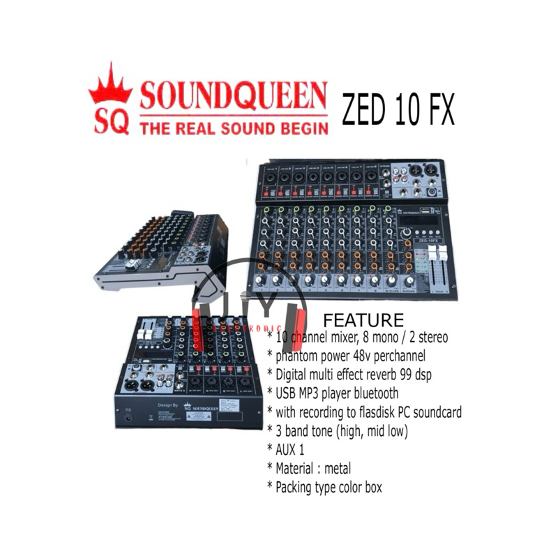 Audio Mixer 10 Channel SoundQueen Sound Queen ZED 10FX ZED10FX ZED-10