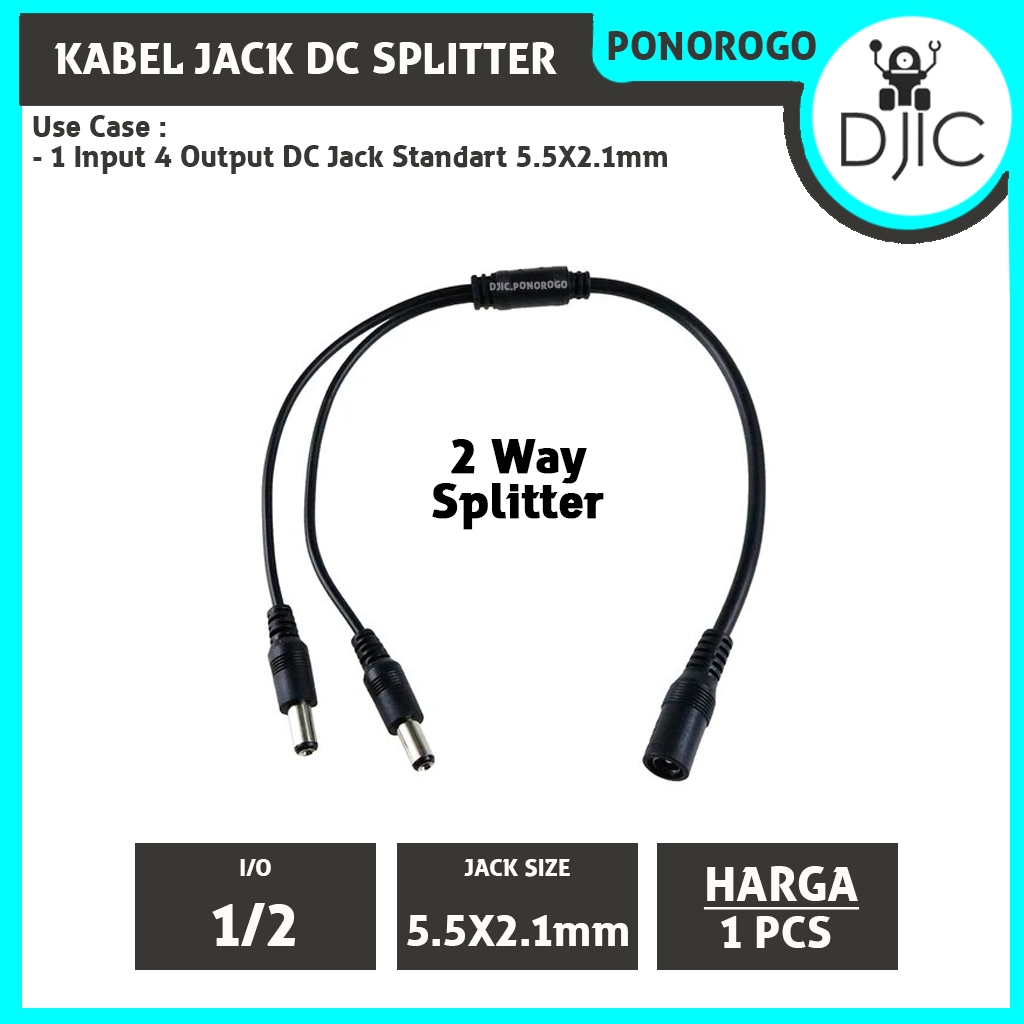 Kabel Jack DC Splitter DC Adaptor CCTV  2 Cabang Male Female