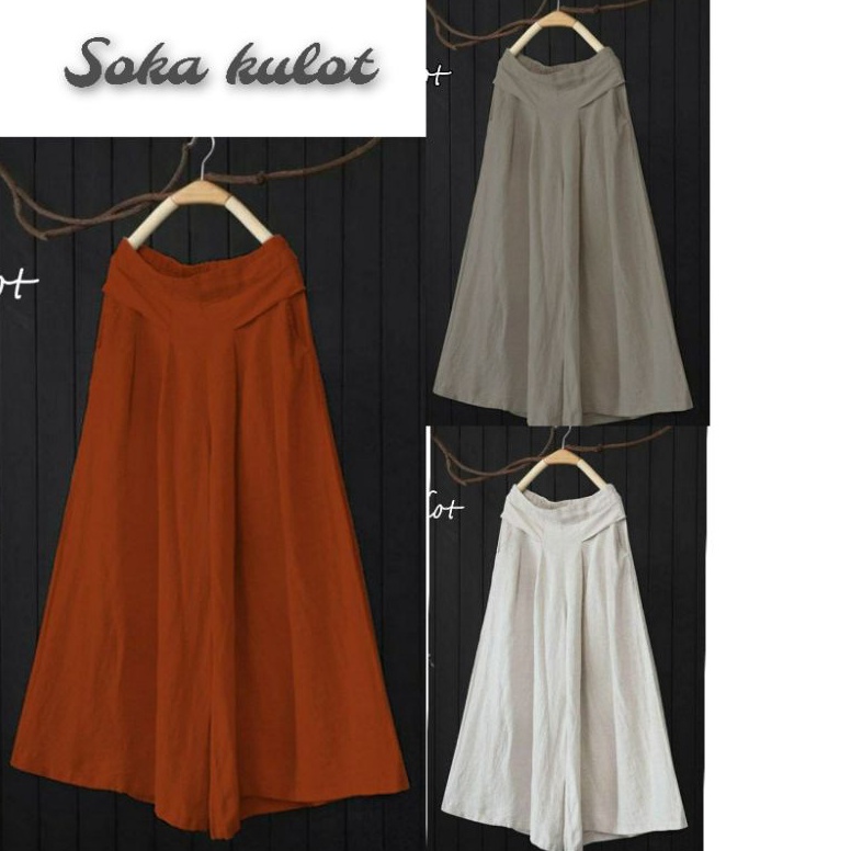 ART B3X Soka Celana Kulot Wanita Panjang Polos Katun Linen Lebar Jumbo Payung MartaVey Fashion Wanit