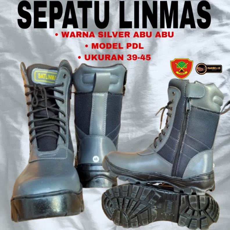 ART G75O SEPATU PDL LINMAS SILVER ABU ABU  SEPATU PDL SATLINMAS SILVER ABU ABU