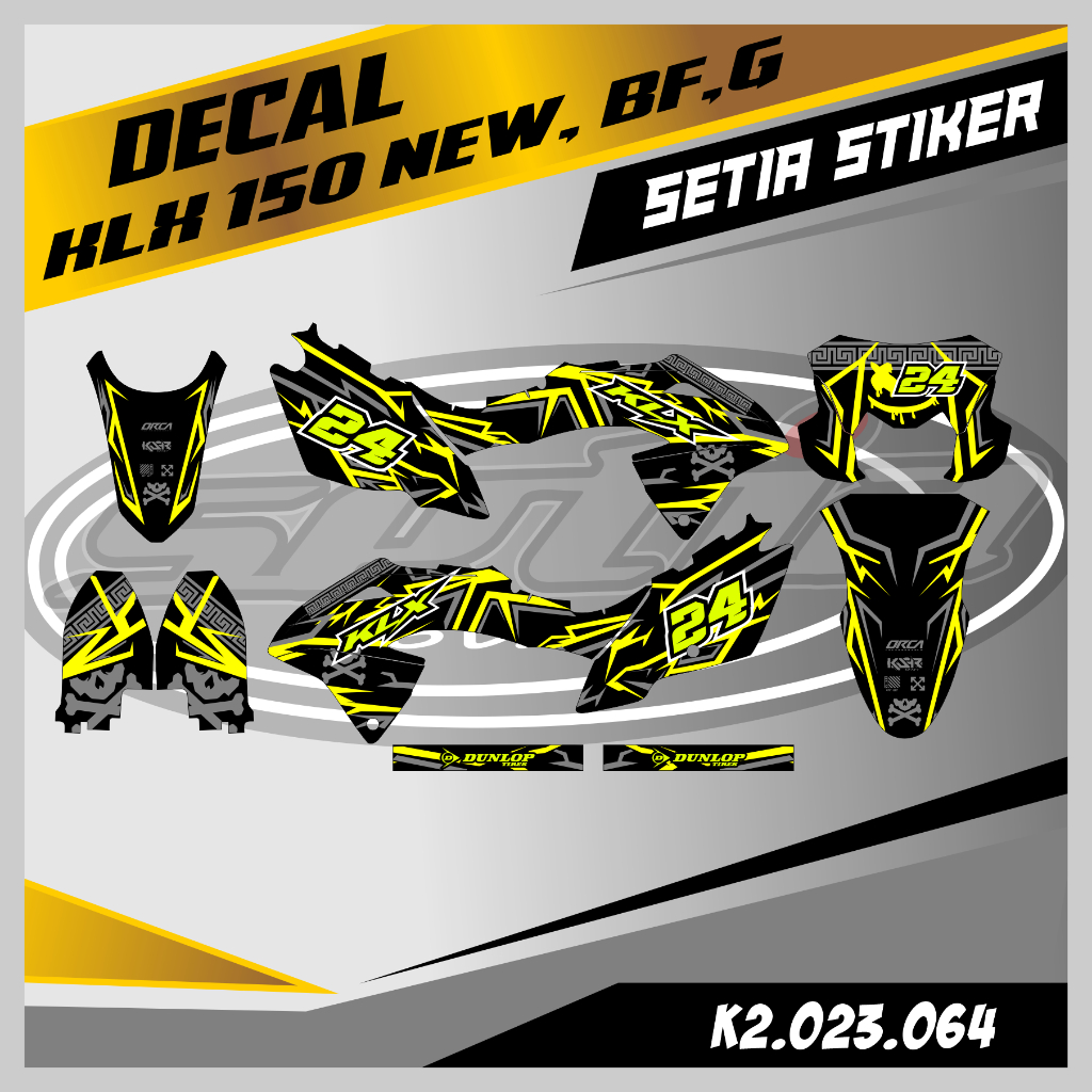 DECAL KLX BF 150 NEW, G, SE, FULL BODY,  WARNA HIJAU STABILO, KEREN, SIMPLE, STIKER SUPERMOTO TRAIL,