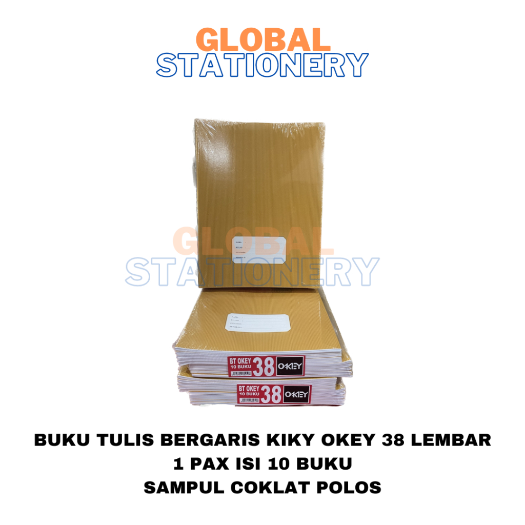 

BUKU TULIS BERGARIS KIKY OAKEY OKEY 38 LEMBAR SAMPUL COKLAT KRAFT POLOS