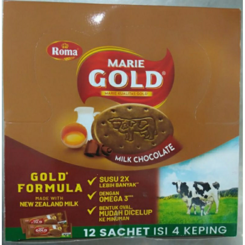 

Marie Gold Roma biskuit rasa cokelat 12 sachet isi 4 keping