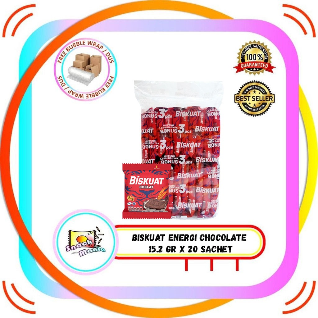 

Biskuat Energi Chocolate ~ 15.2 gr x 20 Sachet RENCENG Biskuit Coklat