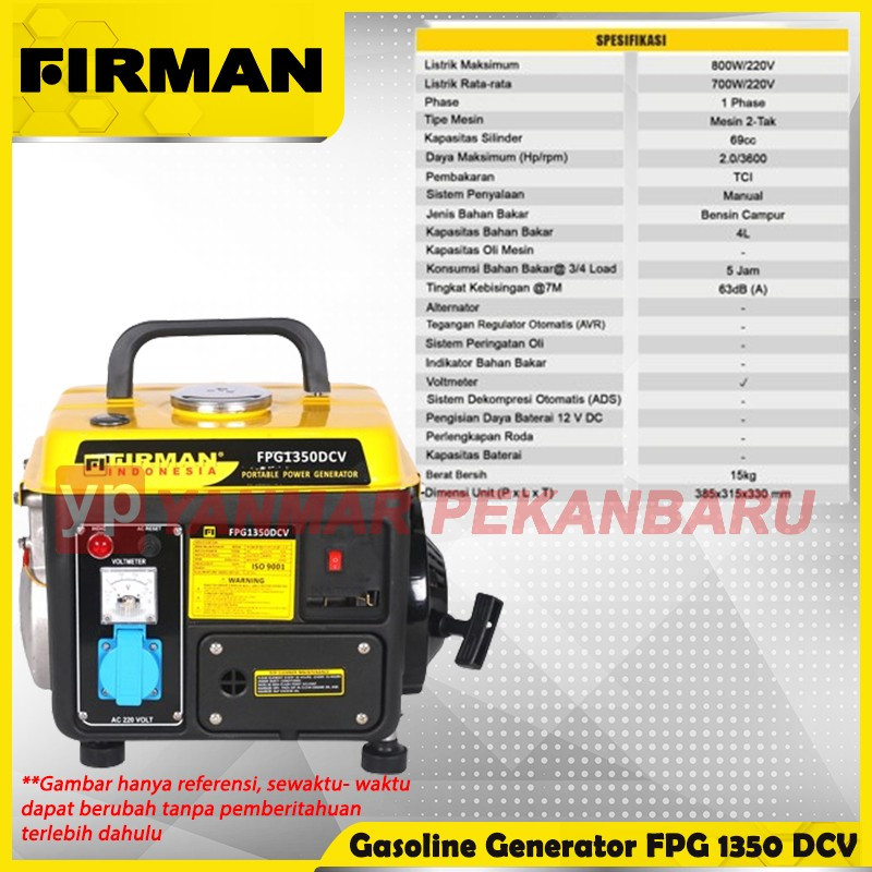 Mesin Genset / Generator 2 TAK FPG 1350 DCV FI FIRMAN