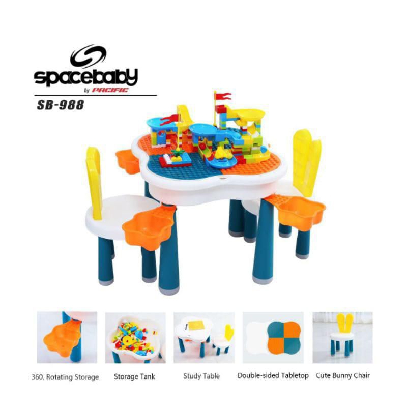 Spacebaby Meja Mainan Anak Free Lego 6 in 1 Set