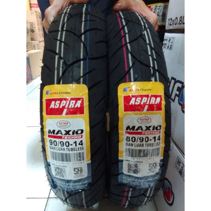 Ban Tubeless Aspira 1pasang untuk motor matic Honda Beat Vario/80/90-14 dan 90/90-14.