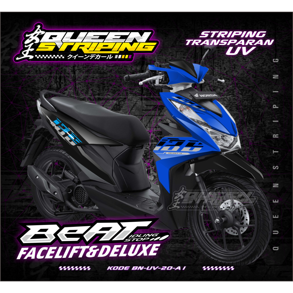 Stiker Striping Transparan UV Beat New // Stiker Beat New Deluxe Motif Vietnam Racing - BN