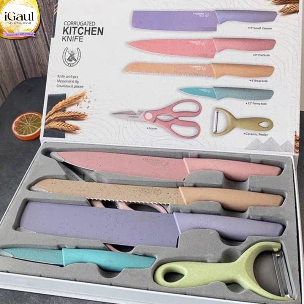 Kitchen Knife Set Stainless Steel Pisau Dapur Set 6 in 1 Bahan Stainless Steel PREMIUM