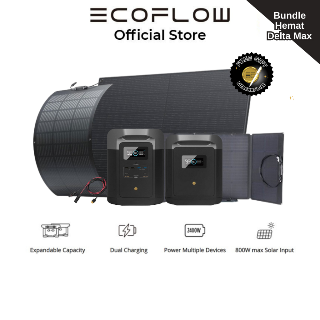 [BUNDLE] EcoFlow DELTA Max 2016Wh 2400W-3400W Set Hemat Power Station Genset Baterai Pembangkit Listrik