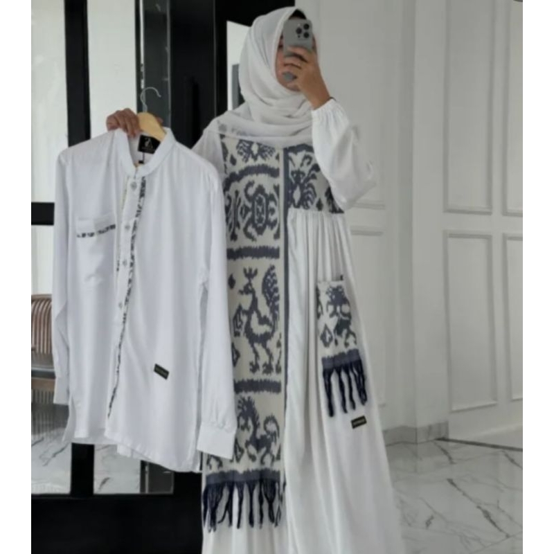 ANJANI Store COUPLE PUTIH ETNIK CEKER AYAM