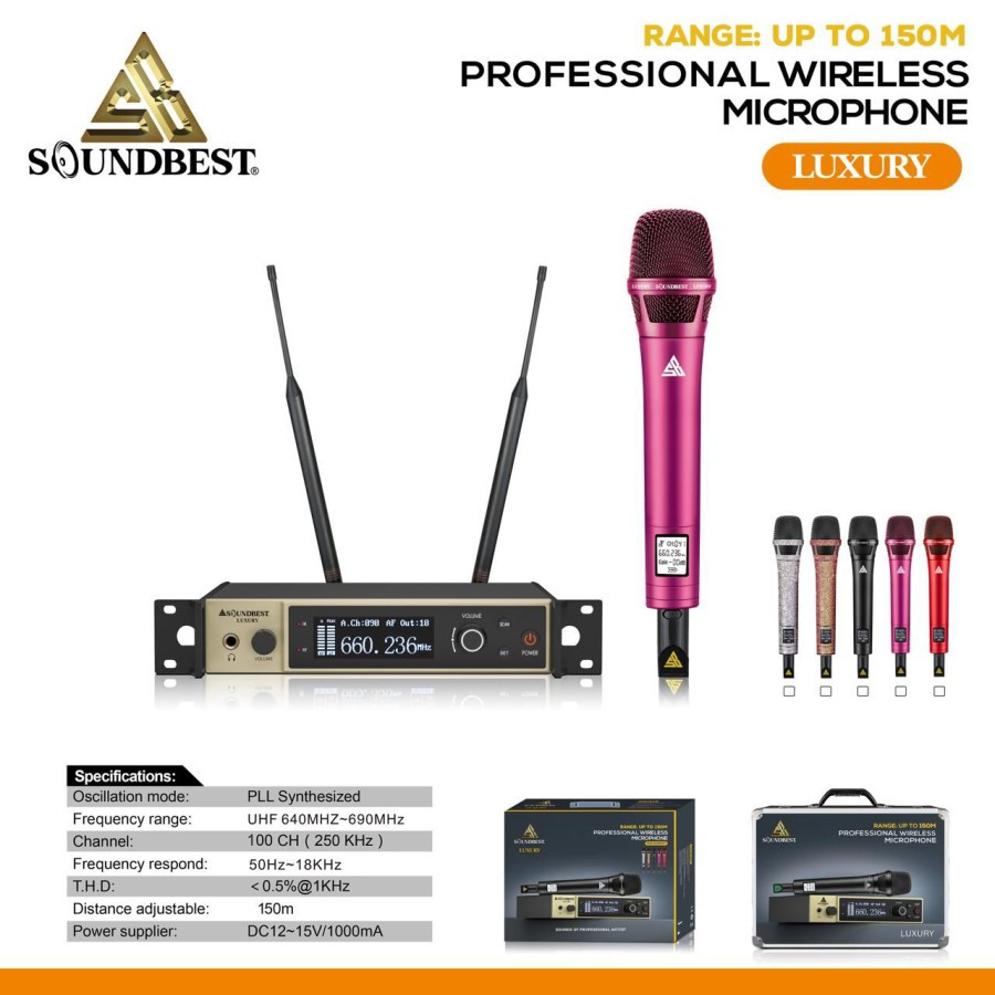 MIC WIRELESS SOUNDBEST LUXURY PROFESIONAL MICROPHONE ORIGINAL SOUNDBEST