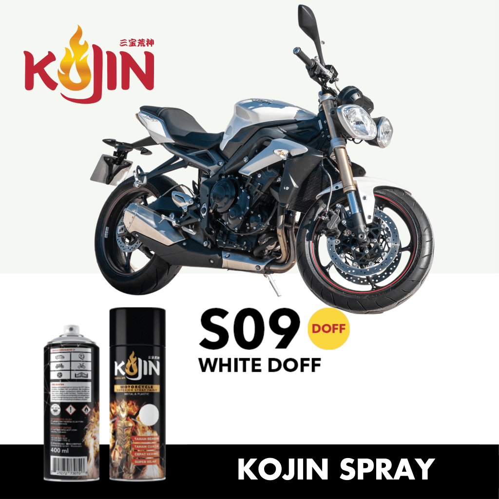 Cat Semprot Motor KOJIN Pilox Aerosol S09 White Doff 400cc - Putih Doff