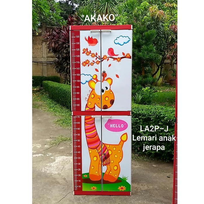 LEMARI PAKAIAN PLASTIK ANAK KARAKTER 2 PINTU FULL KUNCI LEMARI SUSUN 2 PINTU FULL KUNCI LA2P AKAKO