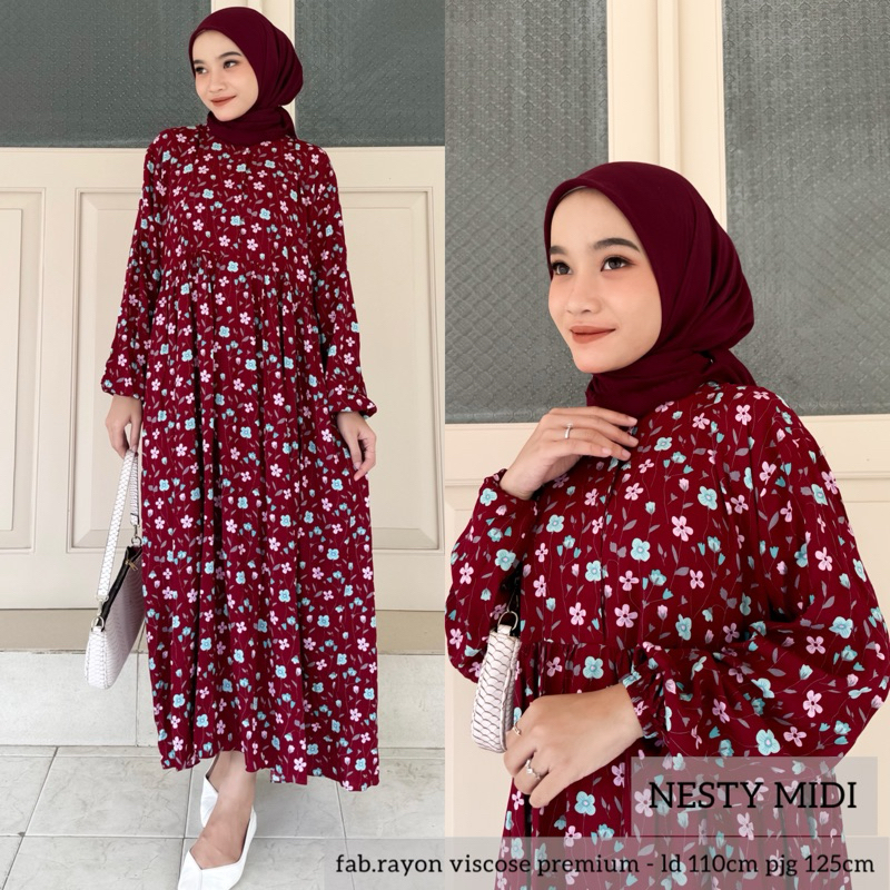 Nesty midi dress rayon premium motif