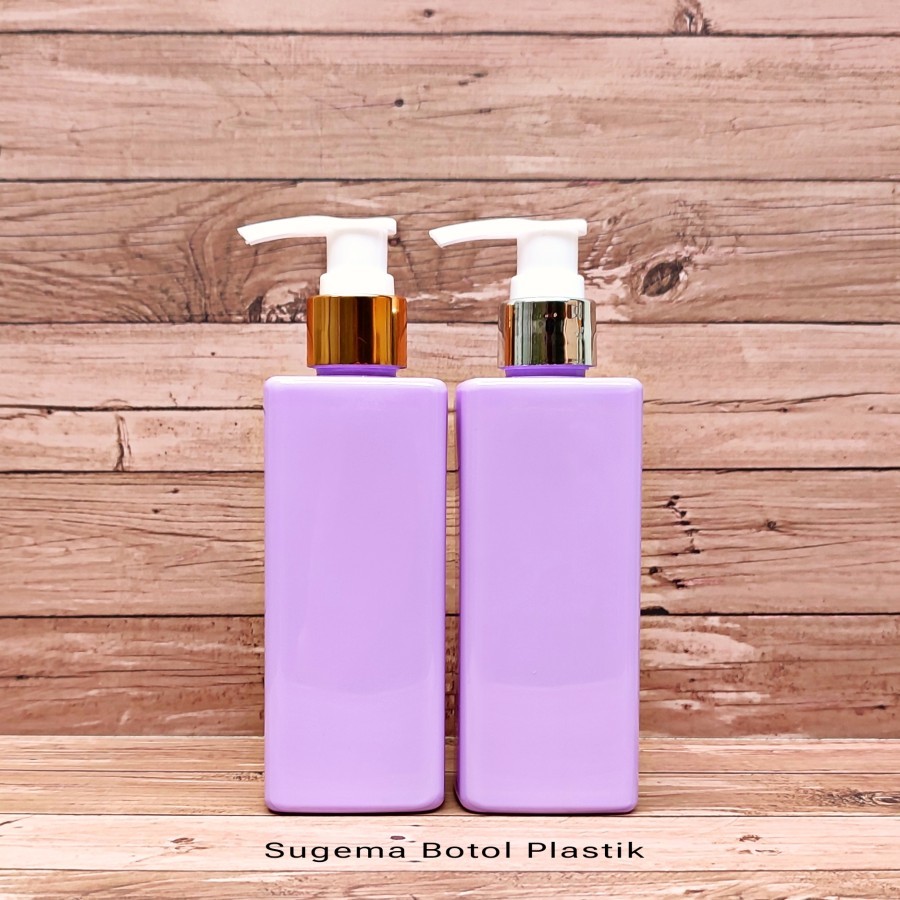 botol 250ml kotak kemasan sabun cair pet ungu / botol pump lotion 250ml
