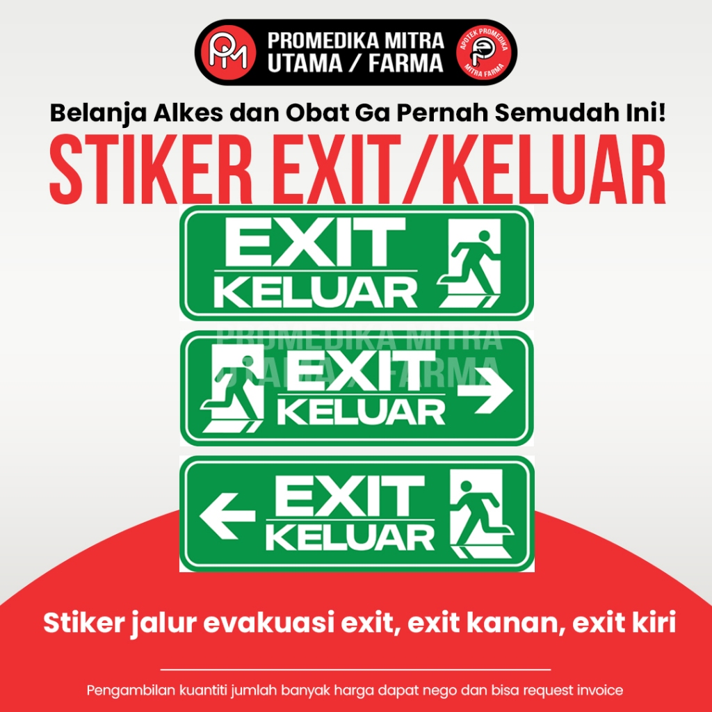 

Stiker Jalur Evakuasi Exit / Keluar Kanan Kiri