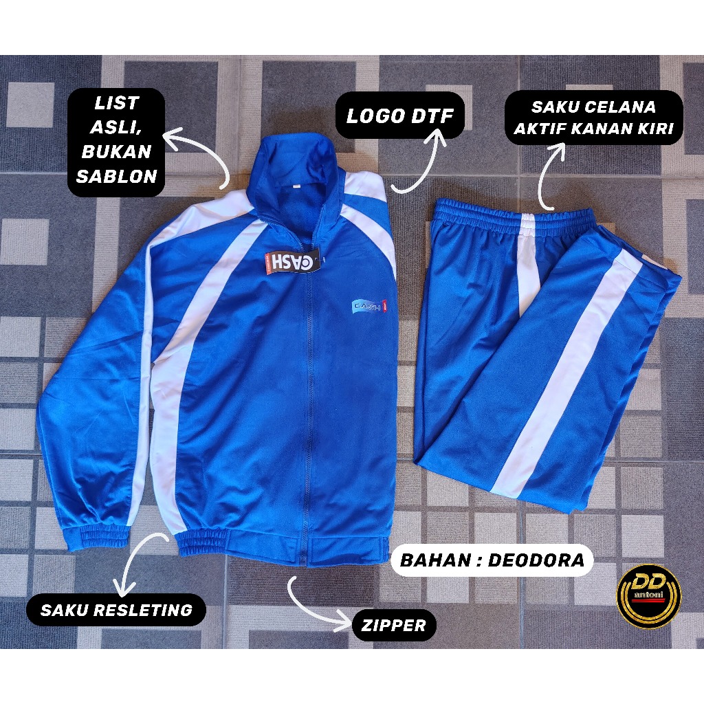 DEODORA ONE SET JAKET ZIPPER + CELANA TRAINING OLAHRAGA PRIA WANITA SWEATPANTS SPORT OUTDOOR SERAGAM