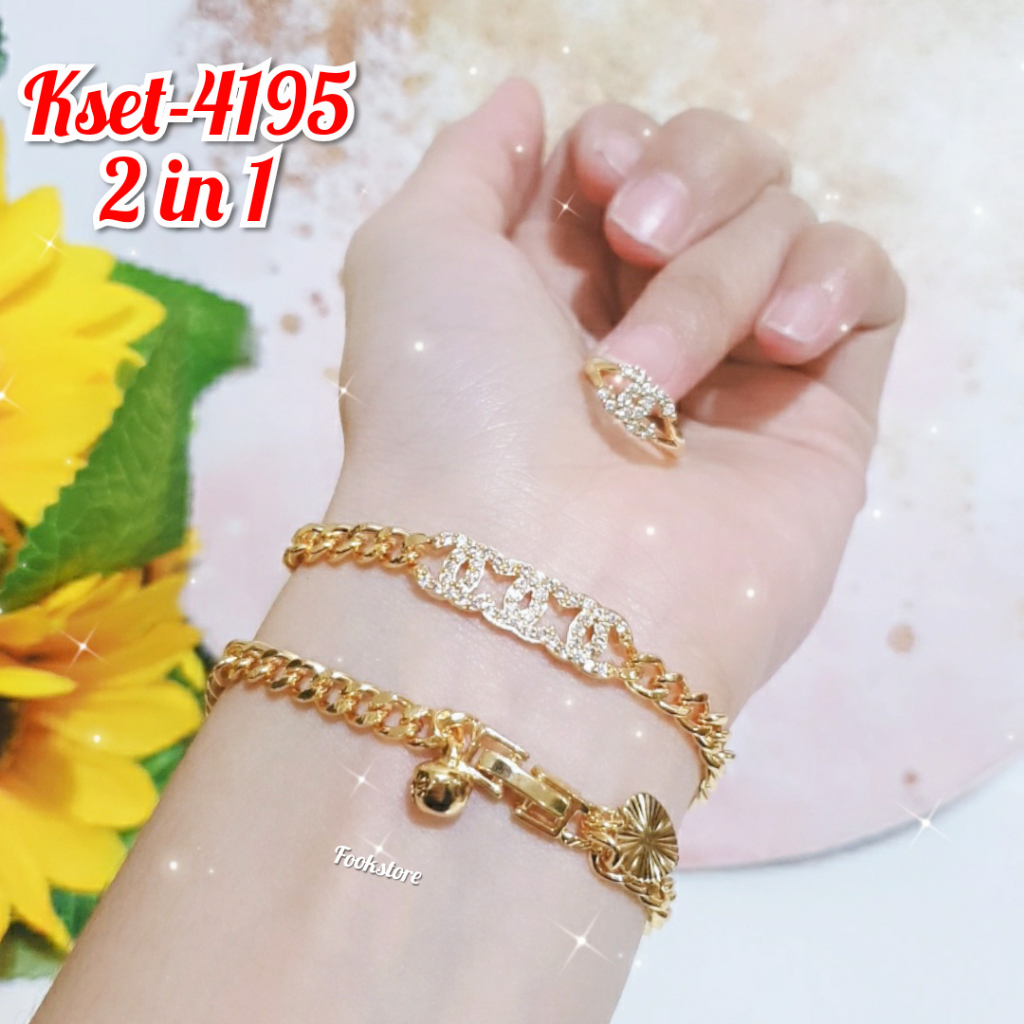 SET GELANG RANTAI CINCIN ANAK REMAJA 2 IN 1 PERHIASAN XUPING/KSET-4195