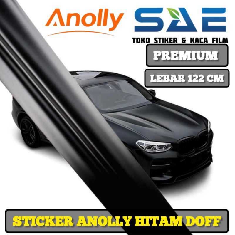Sticker Skotlet Mobil Hitam Doff Pelapis Body Mobil Kap Mesin Atap Spion Lentur Berperekat L-120Cm