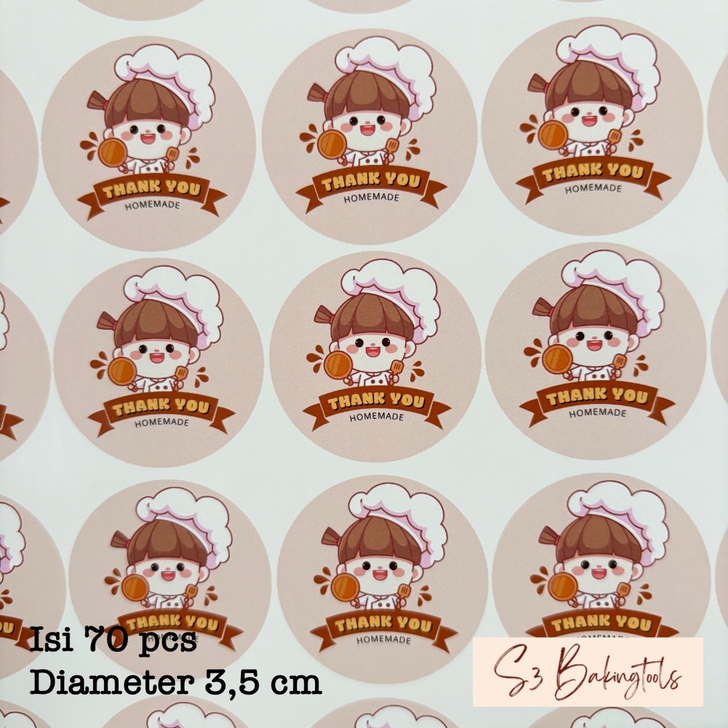 

sticker label stiker thank you cute vintage isi 70 pcs diameter 3,5cm