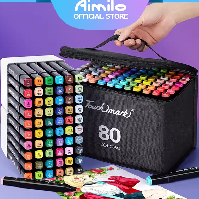

QSR356 Terbaru READY Aimilo Spidol Warna Warni 1 Set Sketch Marker 2 Tip Touch Marker 4868 Warna