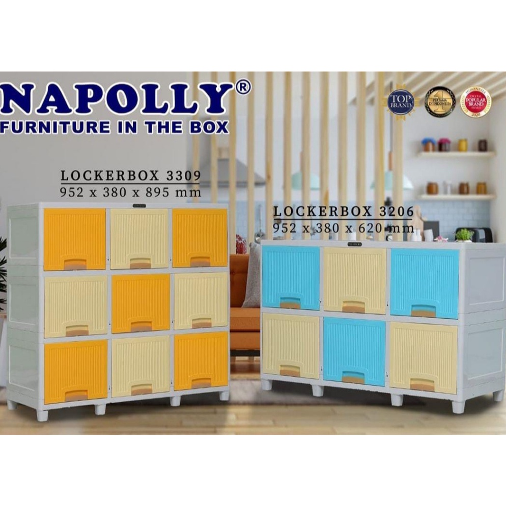 TERLARIS LEMARI PLASTIK NAPOLLY LOCKER BOX SUSUN 3  MEJA TV PLASTIK