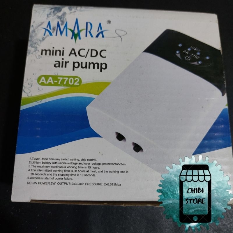 MESIN AERATOR 2 LUBANG ACDC AMARA AA-7702 / AMARA POMPA UDARA AC DC AERATOR AQUARIUM AA 7702 / MINI 