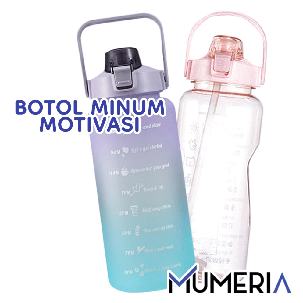 MURAH Botol Air Minum Viral 2 Liter  15 Liter Gradasi Bening Korea Gradient Straw 2 mL Dan 15 mL Rai