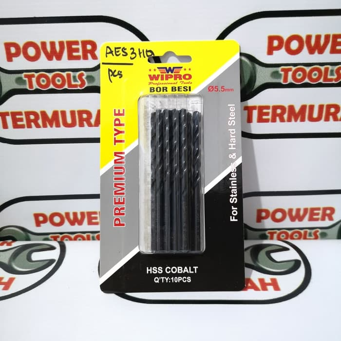

Mata Bor Besi 5.5 mm Stainless HSS Cobalt WIPRO Hitam Stainless Steel