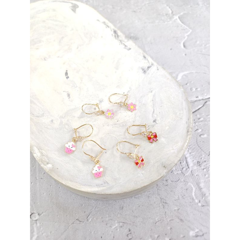Anting anak desy gantungan karakter Emas Asli 8K