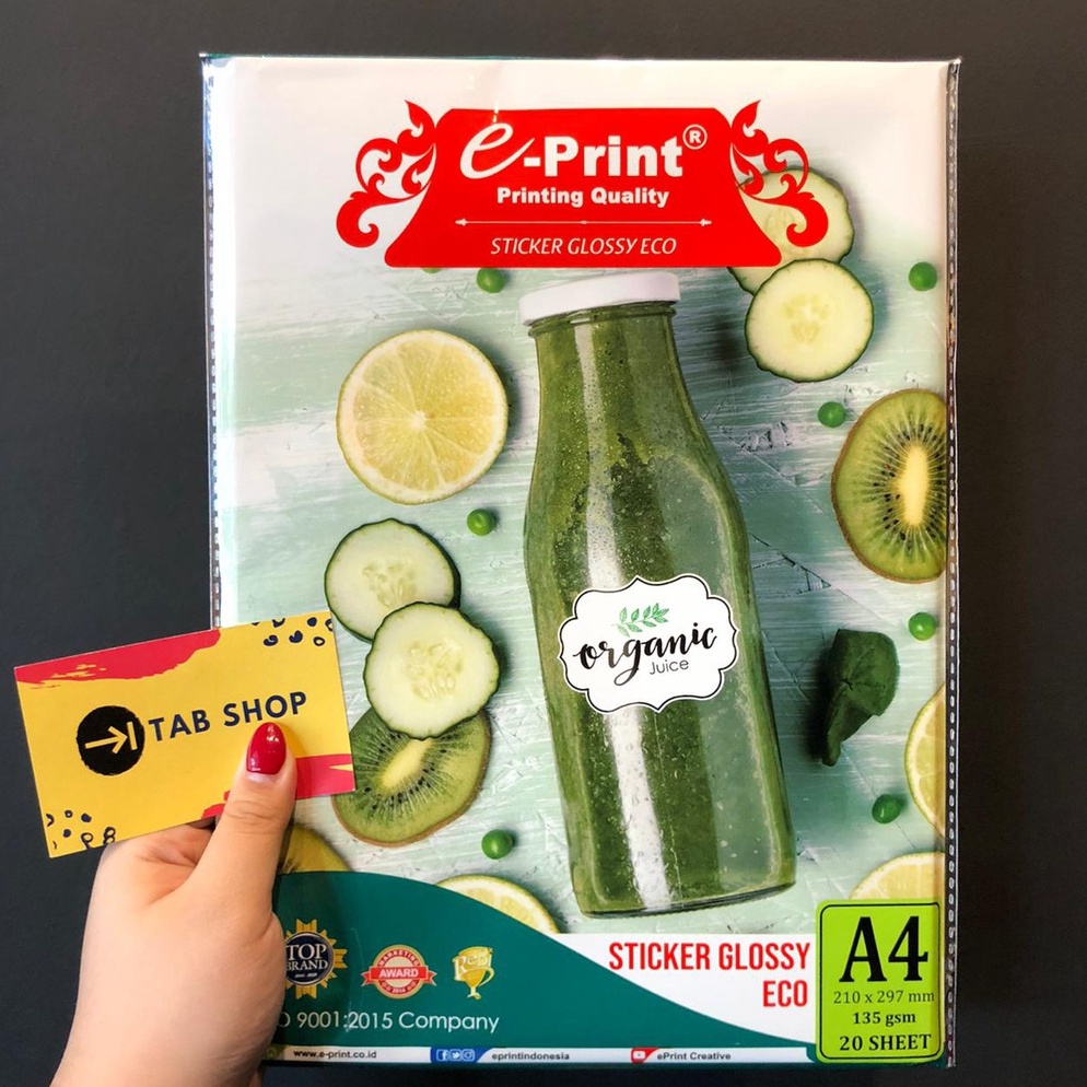 

SXY777 STAR TAB SHOP EPRINT KERTAS STIKER MENGKILAP EKONOMIS A4 135 GSM EPRINT GLOSSY STICKER ECO PHOTO PAPER A4 135 GSM 2 SHEETS