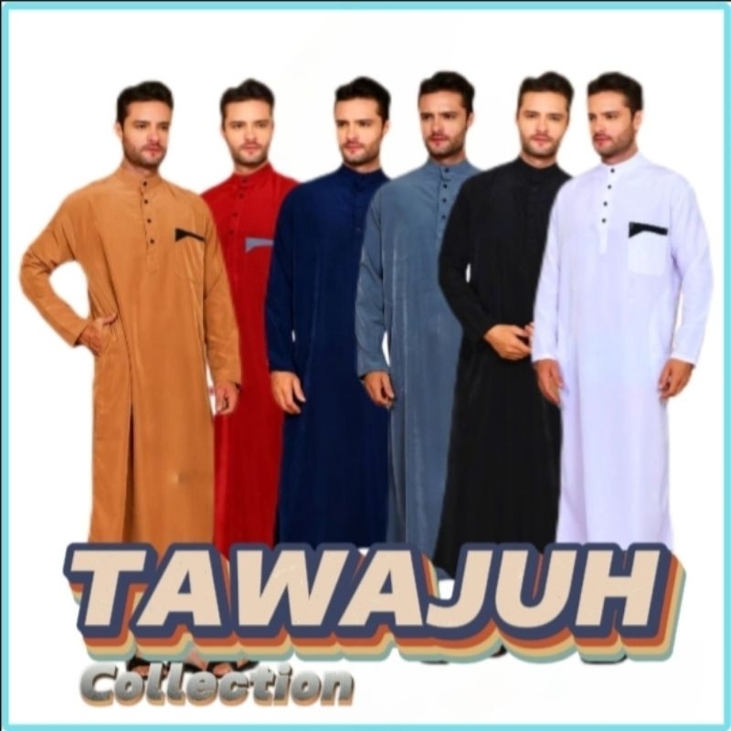 Tawajuh-Jubah pria dewasa motif polos Al Kahfi-gamis pria polos