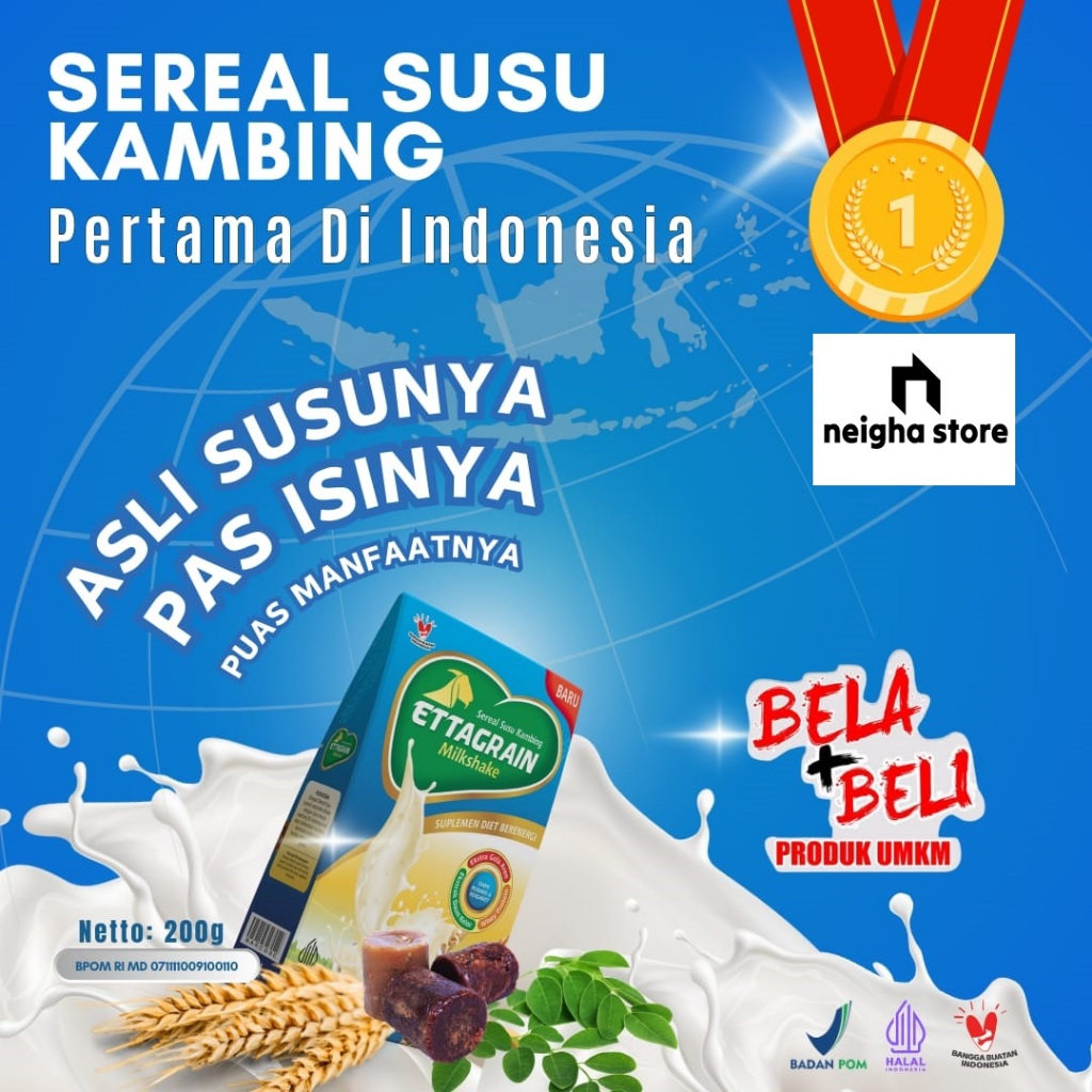 

ETTAGRAIN Sereal Susu Kambing Milkshake Pertama di Indonesia Suplemen Berenergi Solusi Pencernaan