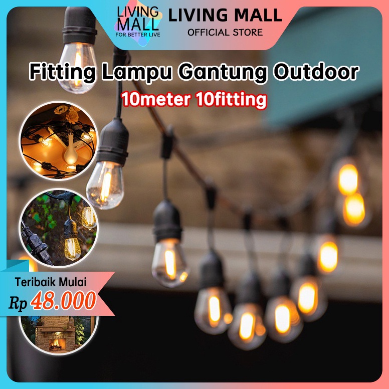 NSX584 Realpct Fitting Lampu Gantung Outdoor Kabel 1 Meter 2 Fitting LAMPU GANTUNG dekorasi  Lampu H