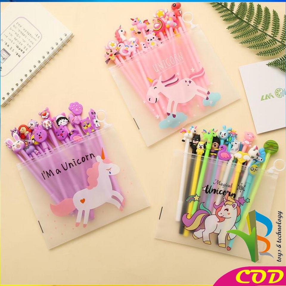 

XHF312 Terlaku RBA15 Pulpen Gel Karakter Lucu Set Isi 2PCS Pena FREE Zipper Pouch Tempat Pensil Transparan Murah
