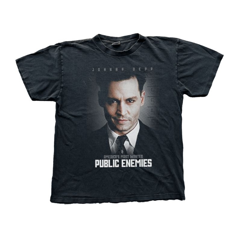Kaos Bootleg Public Enemies Movie Heavy Cotton 16s, KAOS JOHNNY DEPP, KAOS FILM, MOVIE T-SHIRT