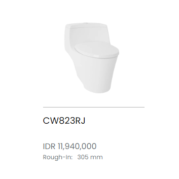 TOTO CLOSET KLOSET DUDUK PUTIH  One Piece Toilet CW823RJ