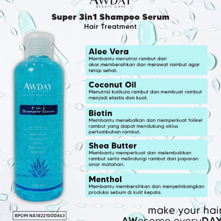 Terlaku Shampoo awday serum hair treatment  shampo awday 3in1 BPOM
