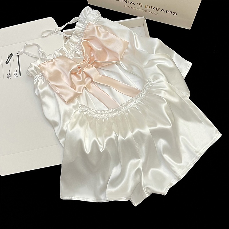 Baju Tidur satin Model Pita Lucu / Baju Tidur Wanita Sexy / Hotpant Wanita / Setelan Singlet Wanita